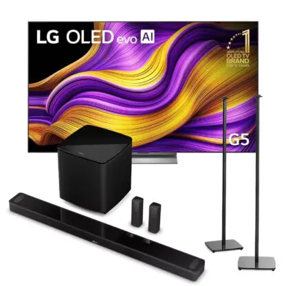 LG OLED83G54LW telewizor Primary RGB Tandem OLED 4K + Bose Smart Ultra soundbar + Bass Module 700 subwoofer + Surround Speakers 700 głośniki + Omnijewel Floor Stand stojaki (komplet)