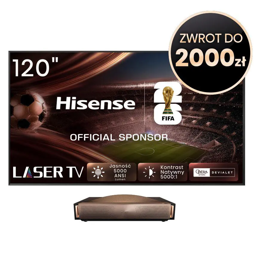 Hisense Laser TV 120L9Q Laser Cinema TriChroma 4K 120 cali 5000 ANSI Devialet