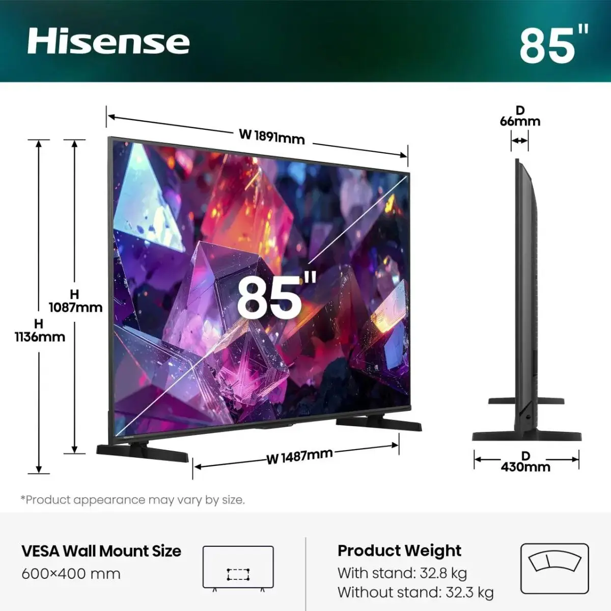 Hisense 85E7S PRO Hi-QLED 4K UHD 144 Hz VIDAA OS telewizor 85 cali (2026) - obrazek 3